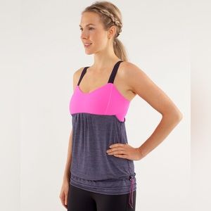 2/$30 Lululemon Run: Back On Track Tank Black Swan / Raspberry Size 6
